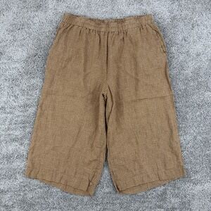 Pyne & Smith Pants Women's 2X Plaid 100% European Flax Linen Wide Leg Cropped